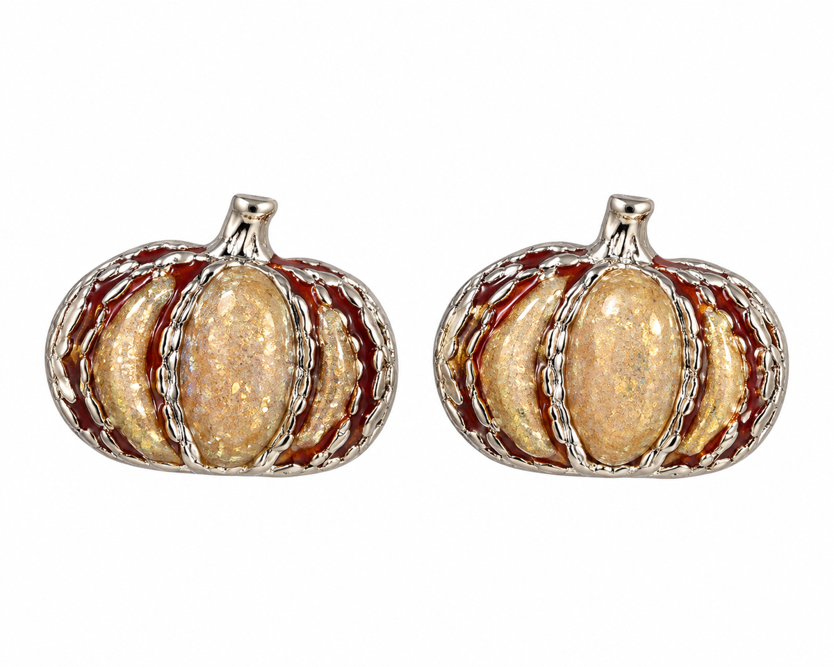 Gold Pumpkin Hand Crafted Studded Earrings
