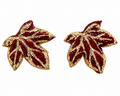 Gold and Wine Red Leaf Hand Crafted Studded Earrings
