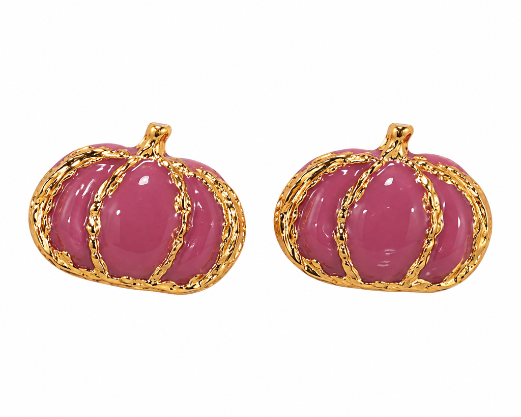 Mauve Pumpkin Hand Crafted Studded Earrings
