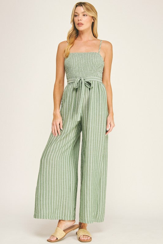Coastal Stripe Smocked Wide Leg Jumper