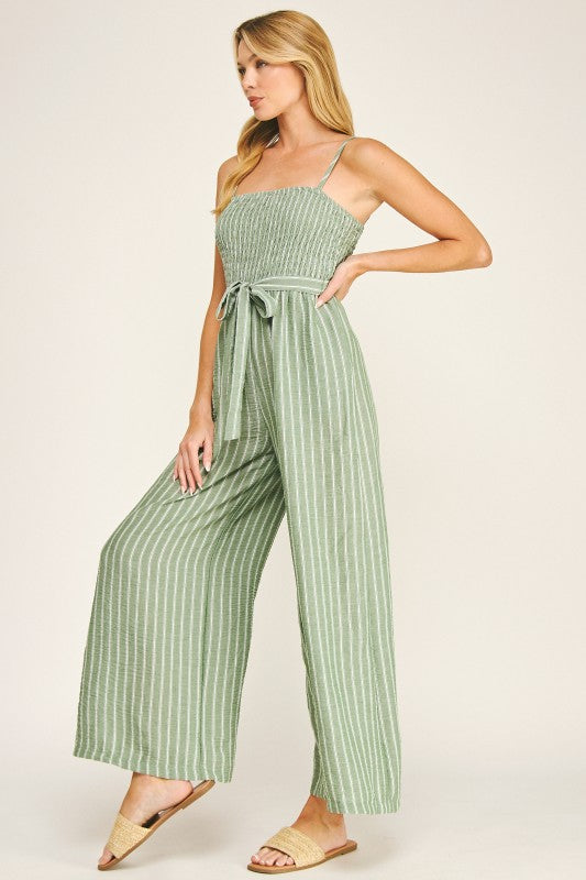 Coastal Stripe Smocked Wide Leg Jumper