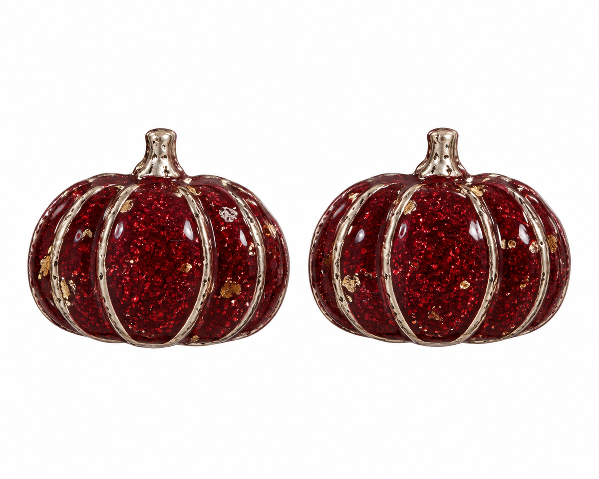 Wine Red Pumpkin Hand Crafted Studded Earrings