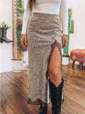 Leopard and Lace Long Skirt
