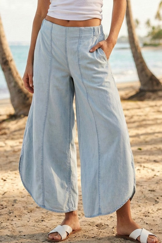 Tulip Washed Denim Relaxed Fit Pants