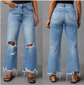 High Waist Distressed Denim Jeans