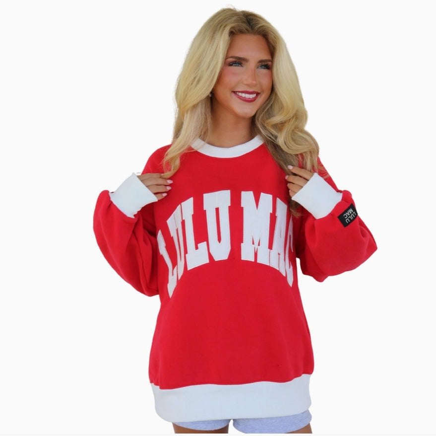 Red and White Lulu Mac Sweatshirt