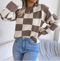 Checker Knit Sweater (Coffee)