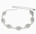 Western Circle Silver/ Turquoise Chain Belt