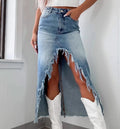 High Waist Old Washed Denim Skirt