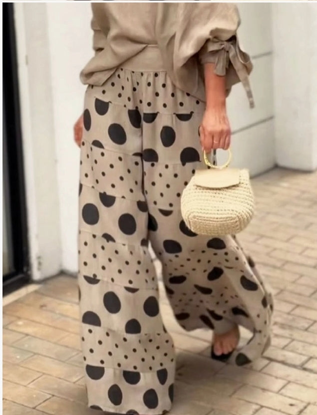 Off The Shoulder Polka Dot 2 Piece Pant