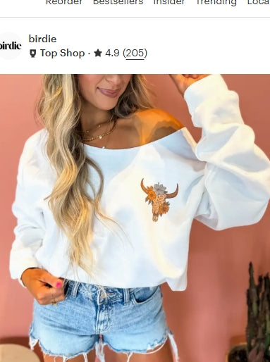 If I'm the Problem Off Shoulder White Graphic Crewneck