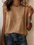 Sleeveless Loose Blouse with Button Accent