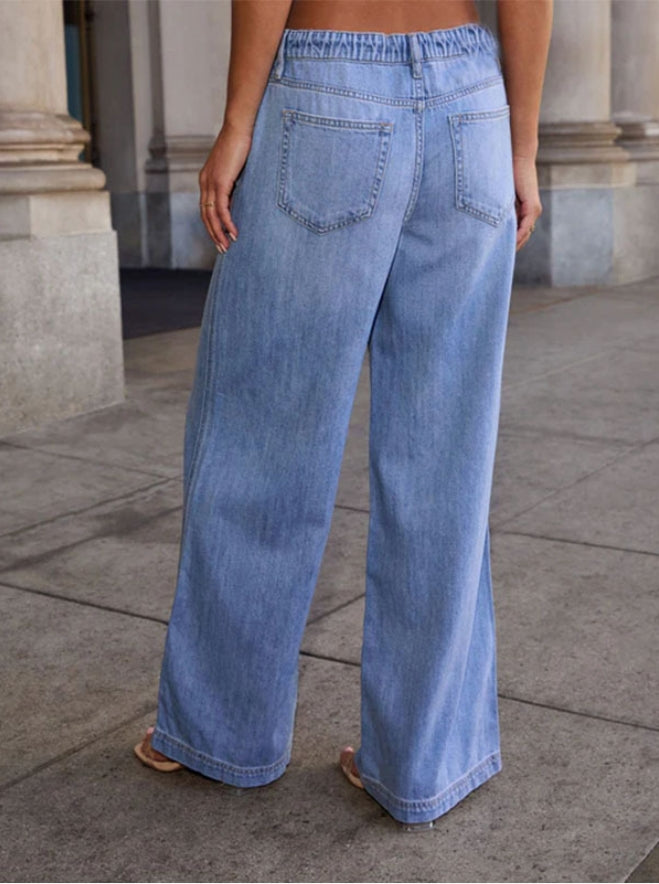 Wide Leg Drawstring Jeans